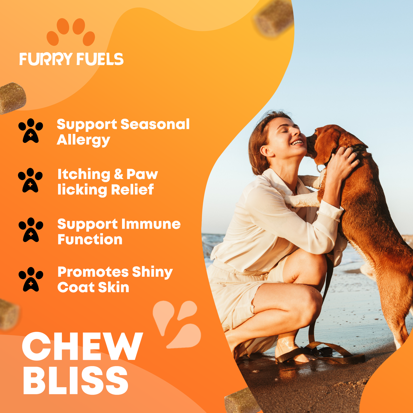 FURRY FUEL Dog Allergy Relief Chews - Chicken Flavor - 120 Count