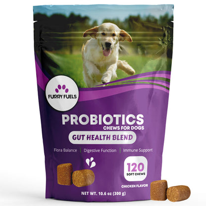 FURRY FUEL Probiotic Chews for Dogs - Chicken Flavor  - 120 Chews