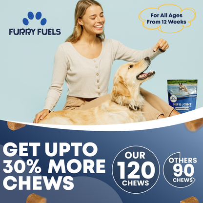 FURRY FUEL Hip & Joint Chews for Dogs - Chicken Flavor - 120 Chews